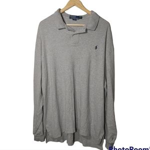 POLO Ralph Lauren Vintage Tag Pony Long Sleeve Polo Shirt Light Gray XXL